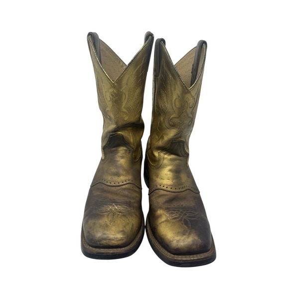 💰Ariat Metallic 👑Gold Cowboy Boots Y2K Grunge  Western Rodeo‎ Rave Festival 9e - Picture 5 of 11